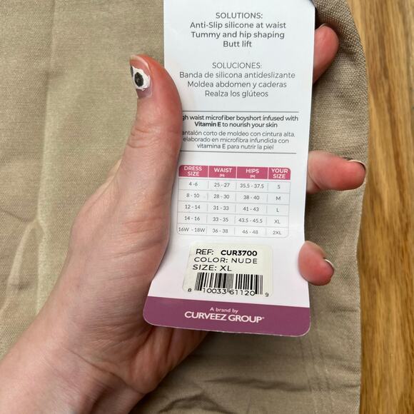 NEW Curveez Womens XL Signature Control High Waist Boy Short Shapewear Beige Tan - Picture 4 of 9